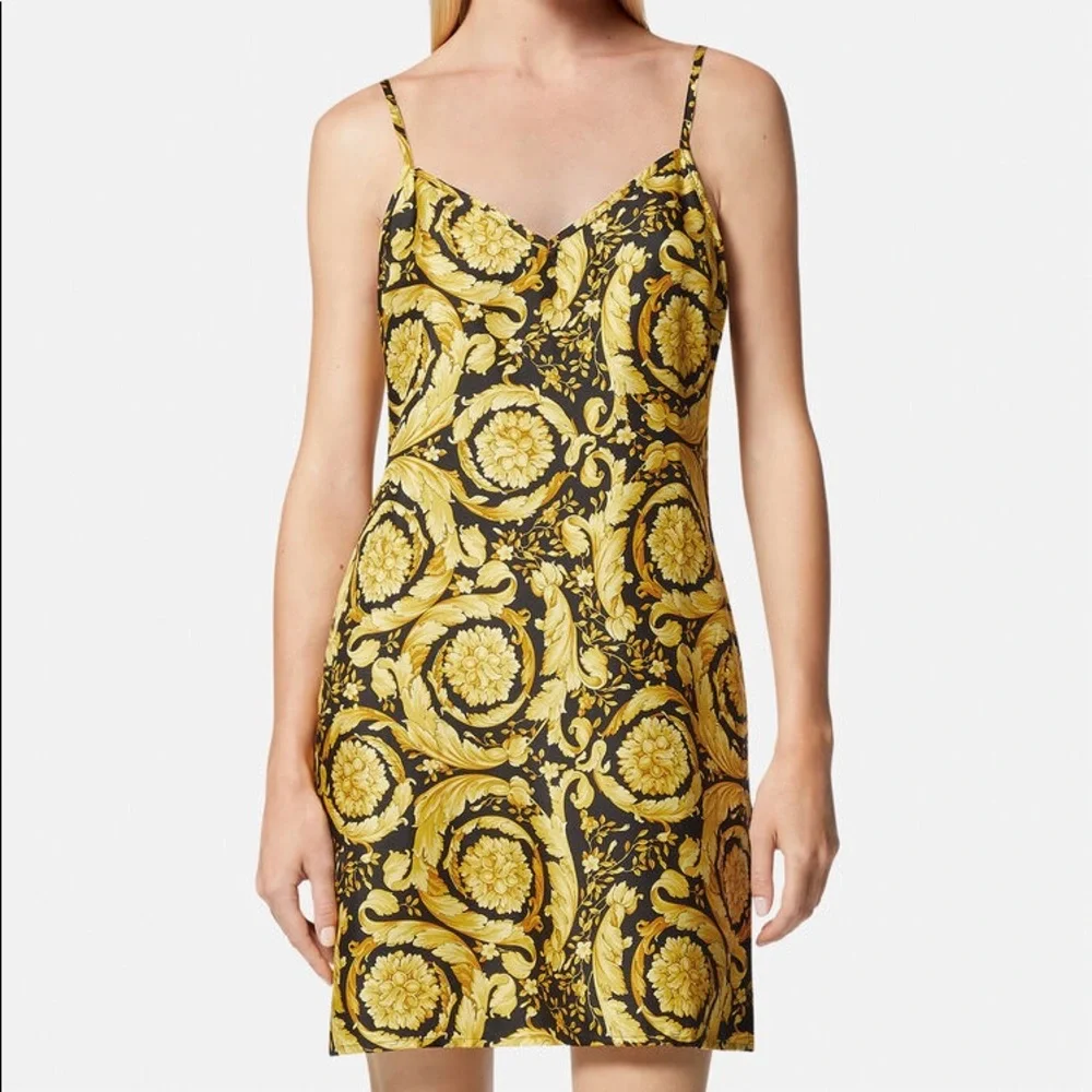 Versace Barocco Silk Pajama Slip Medium